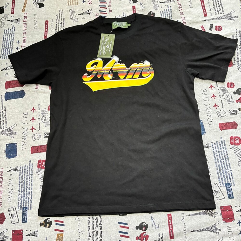 T-Shirt Short Sleeve Denim Tears Letter Logo Print Black